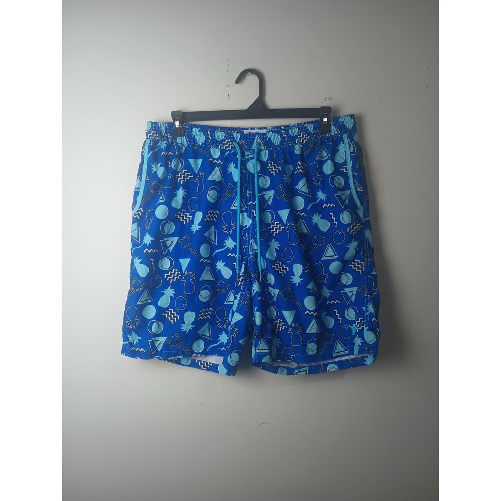 Beach‎ Bros Men's XXXL Blue Beach Swim Trunks Pineapple Geometric Vacation